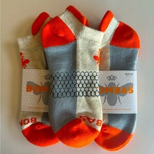 Bombas Ankle Socks, Med. Orange/Grey (3pk)